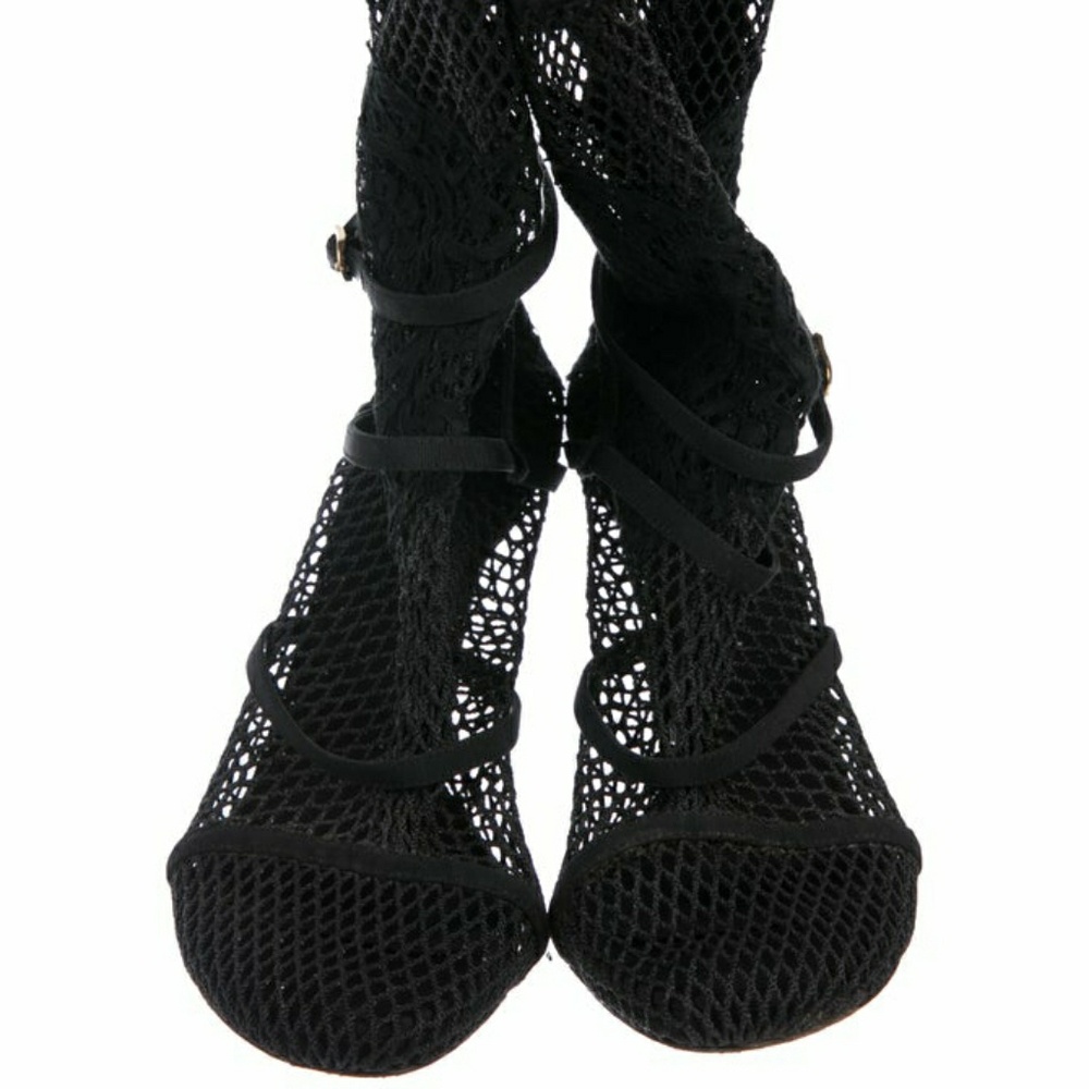 Black DOLCE & GABBANA Fishnet Boots 39, Lace Heels RARE HTF Runway See Through - Picture 3 of 8